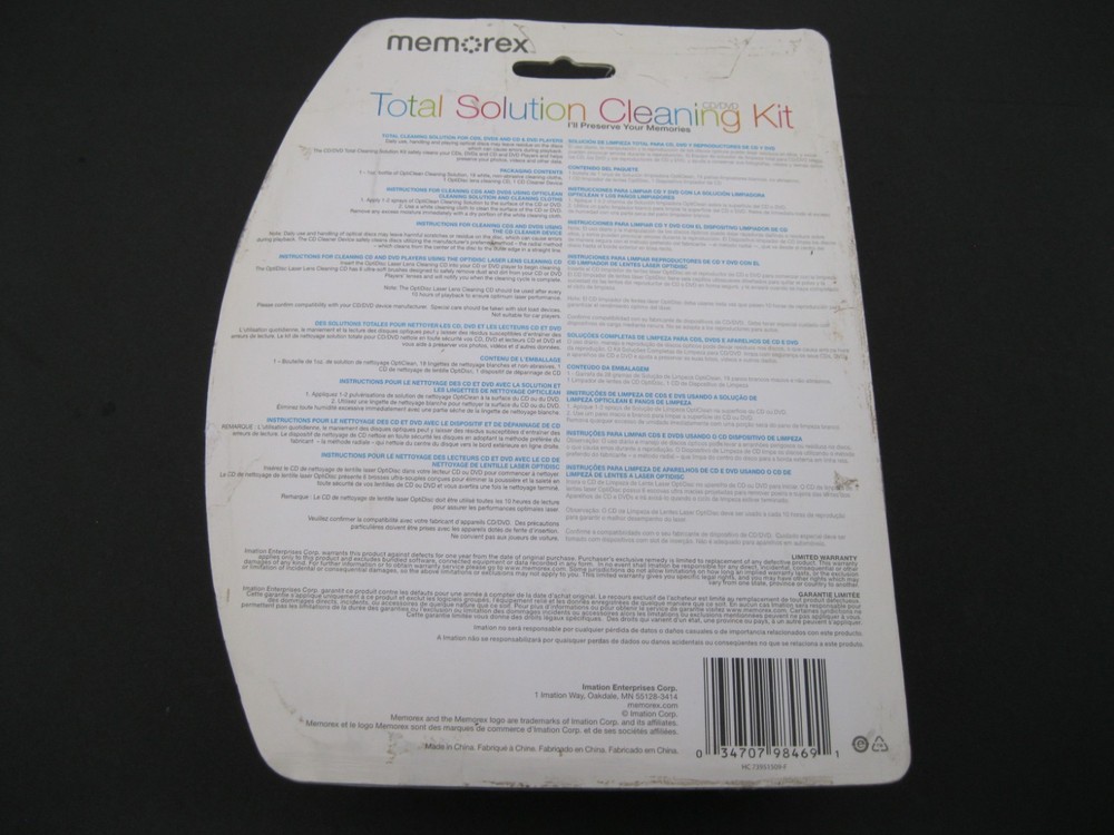 Memorex: Total Solution CD/DVD Cleaning Kit (New/Open Box)