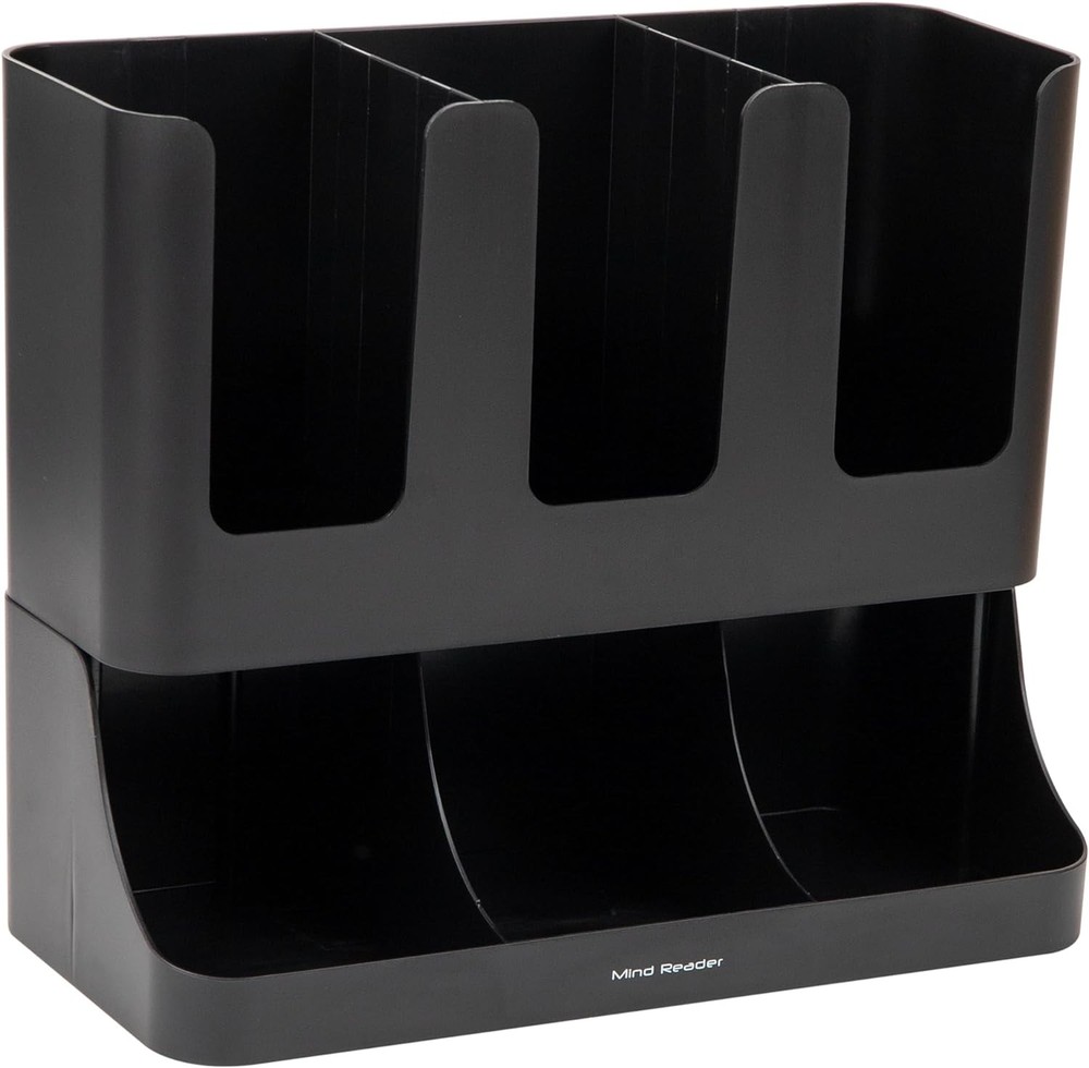 Mind Reader 6 Compartment Upright Breakroom 6-Compartment, Classic Black