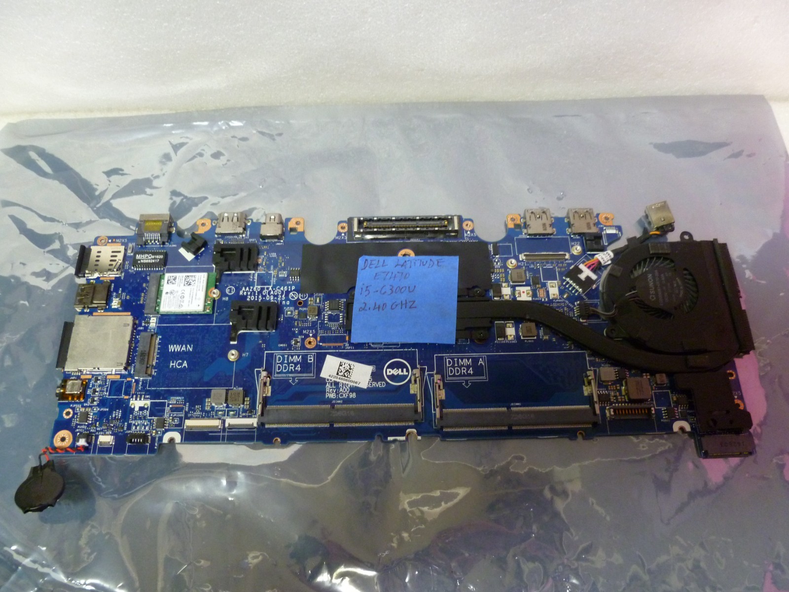 DELL LATITUDE E7470 i5-6300U 2.40GHZ LAPTOP MOTHER BOARD + WIFI