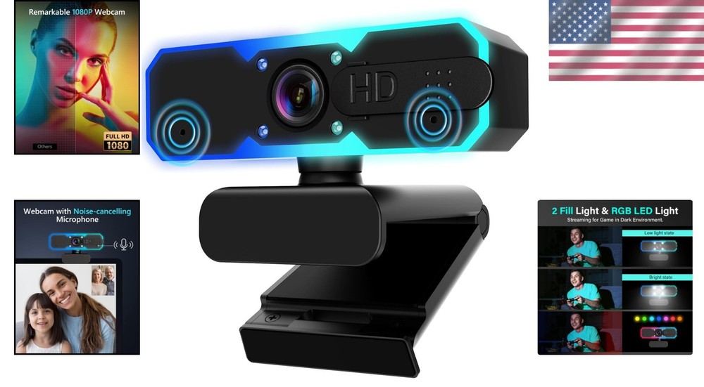 Full HD 1080P Streaming Webcam with Microphone