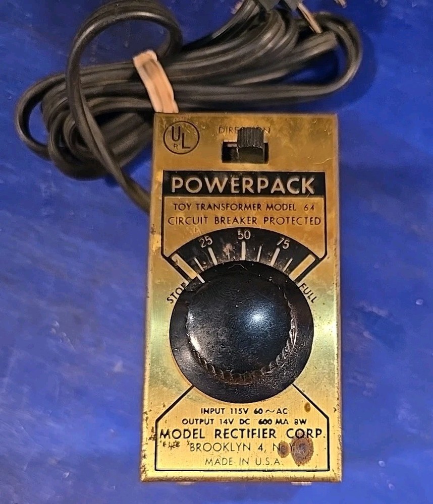 MODEL RECTIFIER CORP, POWERPACK TOY TRANSFORMER, MODEL 64, TESTED WORKS GREAT
