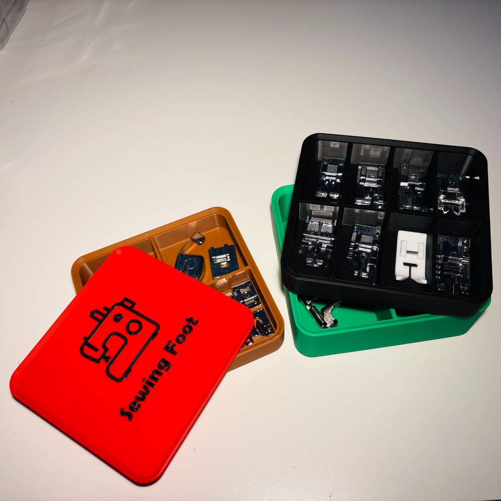 Stackable Sewing Machine Presser Foot Organizer – 3D Printed Storage Box Set