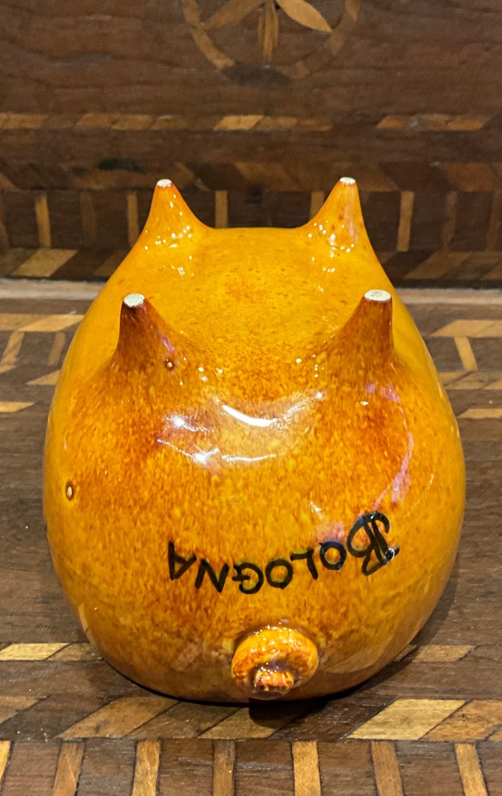 Ceramic Amana Meat Shop Pig Colonies Ham Bacon Bologna RARE planter / bowl ?