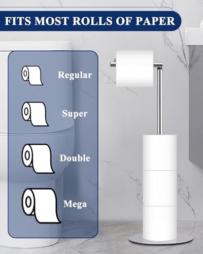 Toilet Paper Holder Stand, Free Standing Toilet Paper Roll Holder with Reserve