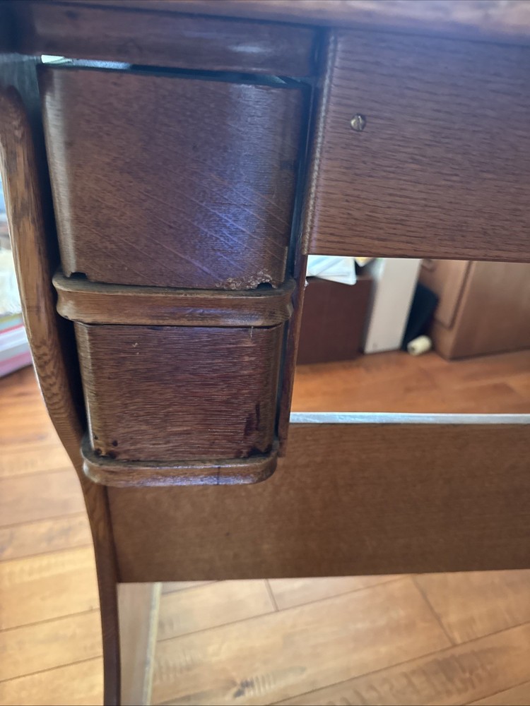 Antique Oak Ornate Sewing Machine Desk