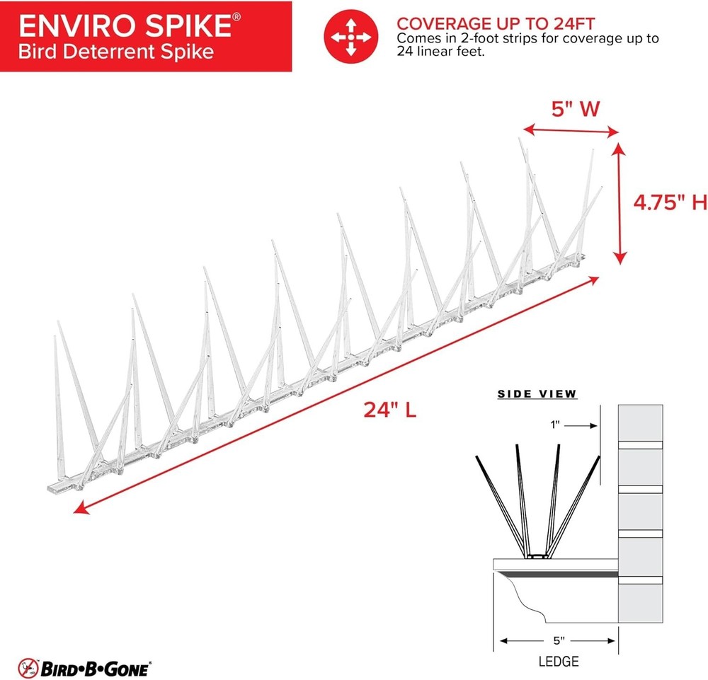 EnviroSpike Plastic Bird Spikes - Humane Deterrent Kit