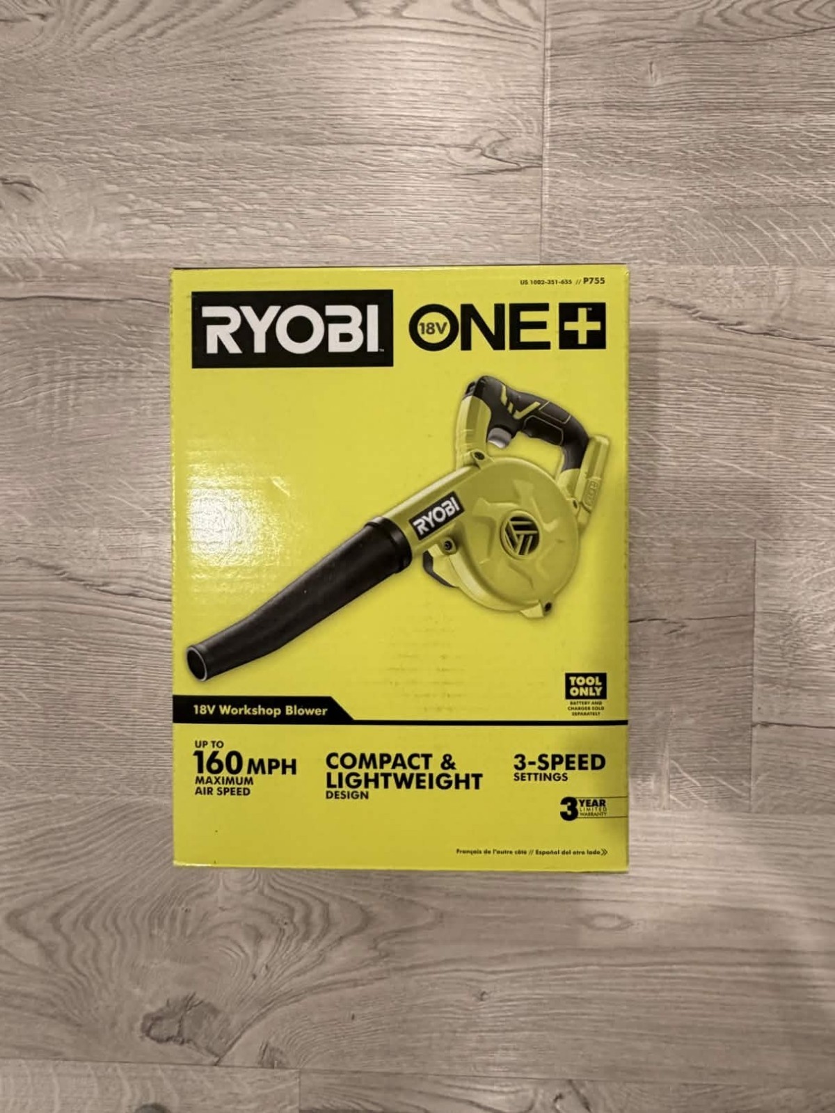 New Ryobi P755 - 18V ONE+ Cordless Compact Workshop Blower (Tool Only)