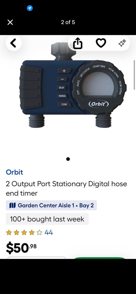 Orbit 2 Output Port Stationary Digital hose end Timer