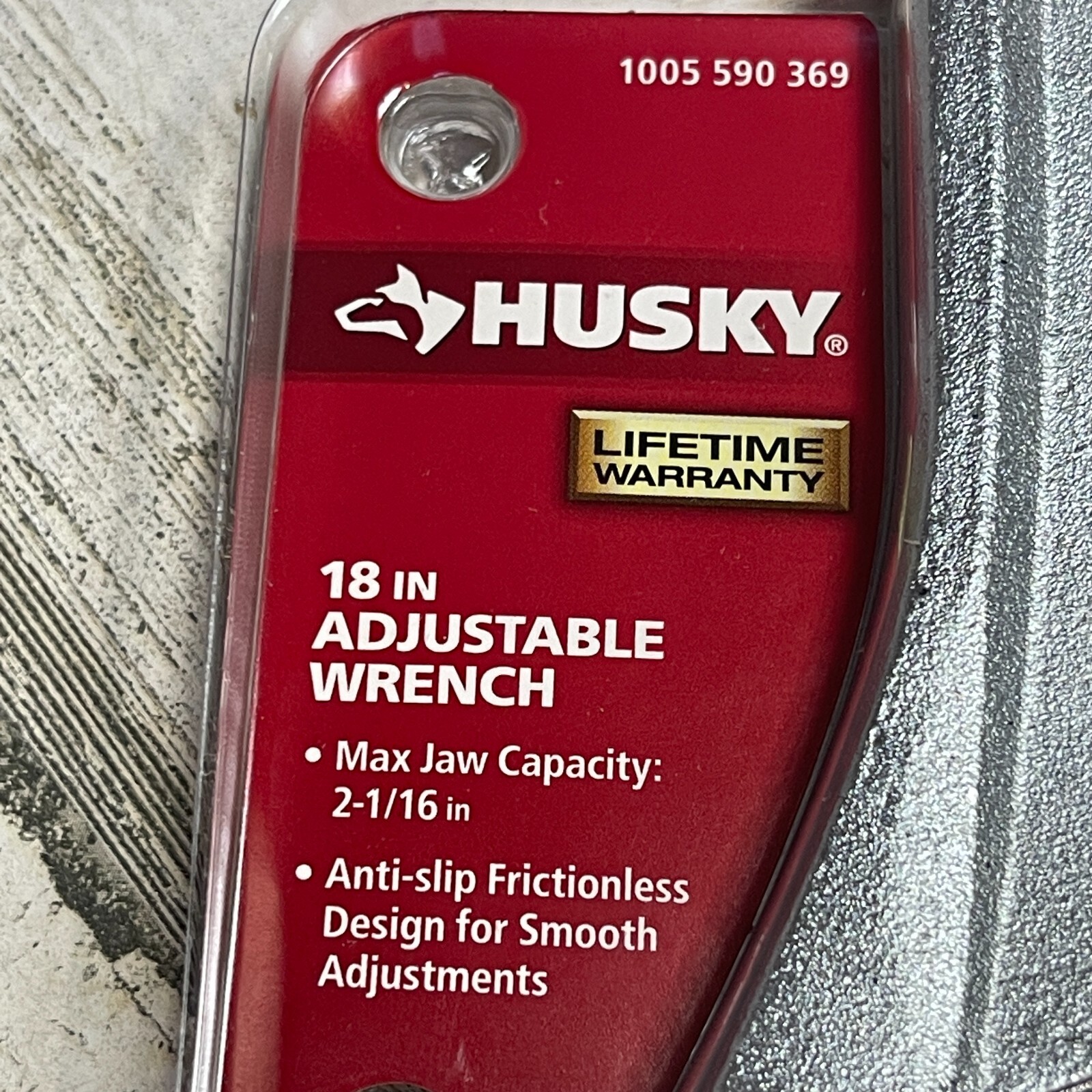 New HUSKY 18" Long Adjustable Wrench 2-1/16" Large Jaw Capacity Anti-Slip