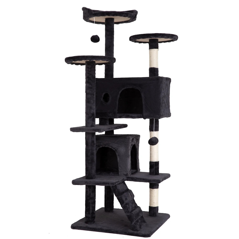 54in Cat Tree Tower with Scratching Posts • Dark Gray • Multi-Level Cat Condo •