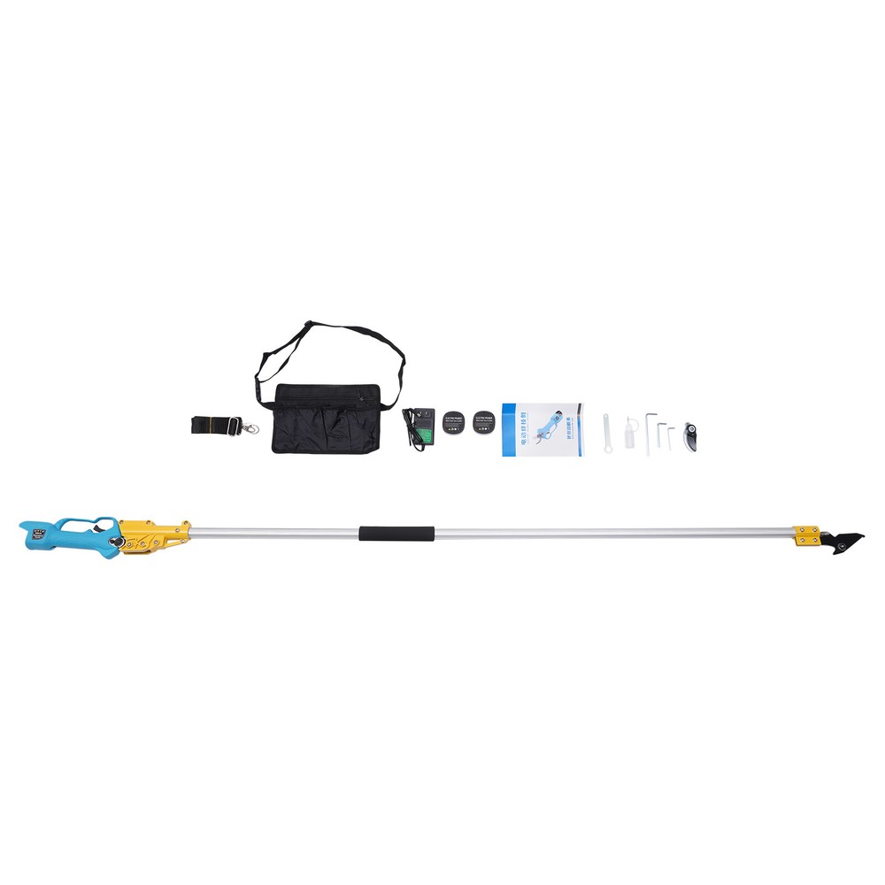 Electric Pruner Cordless Light Extension Pole Pruning Shears+2 Lithium Battery