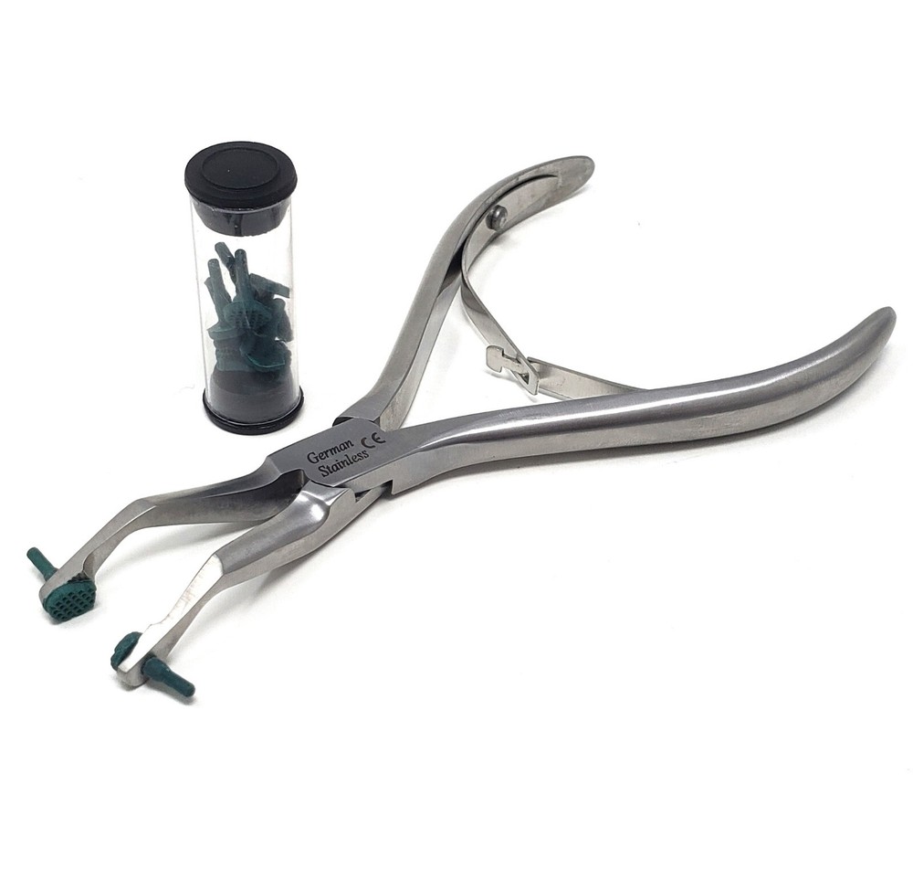 Dental Crown Remover Gripper Pliers 6" Angled with Replaceable Silicone Tips