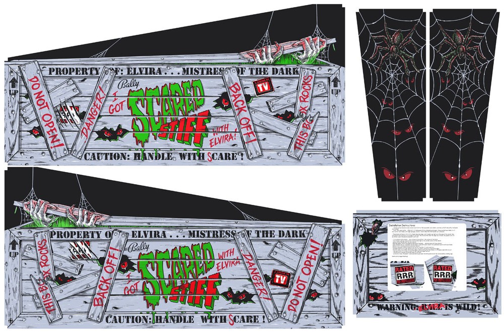 Scared Stiff Pinball Machine CABINET Decal Set