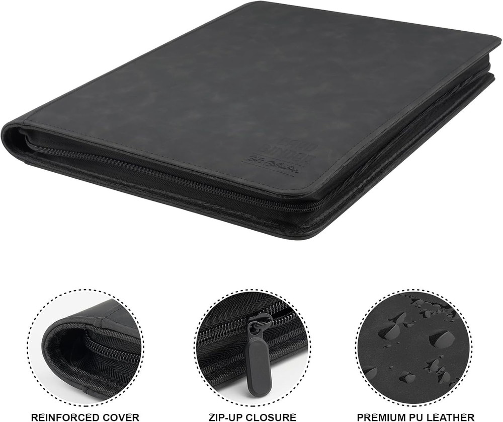 9 Pocket Toploader Binder Holds 288 3x4 Rigid Trading Card Holder Storage Gray