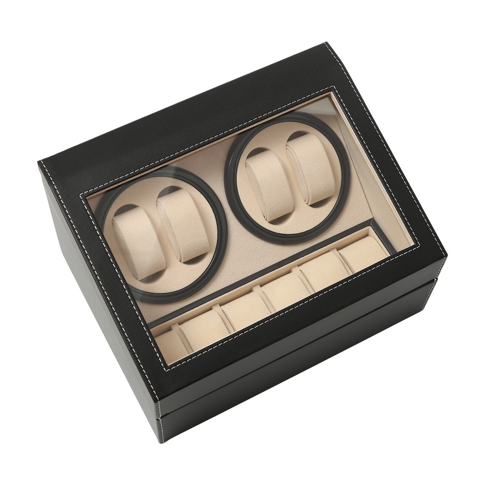 Man Wrist Watch Winder Box Display Double Automatic Watch Organizer Case Gift US
