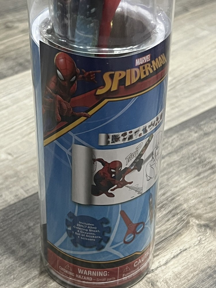 Marvel Spider Man Rolling Activity Set with 25 ft Coloring Sheet 4 Crayons New