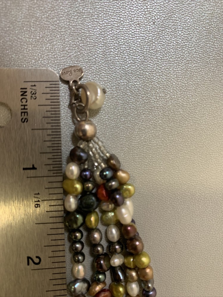 Bracelet Seed Bead Multi Color Silver Tone