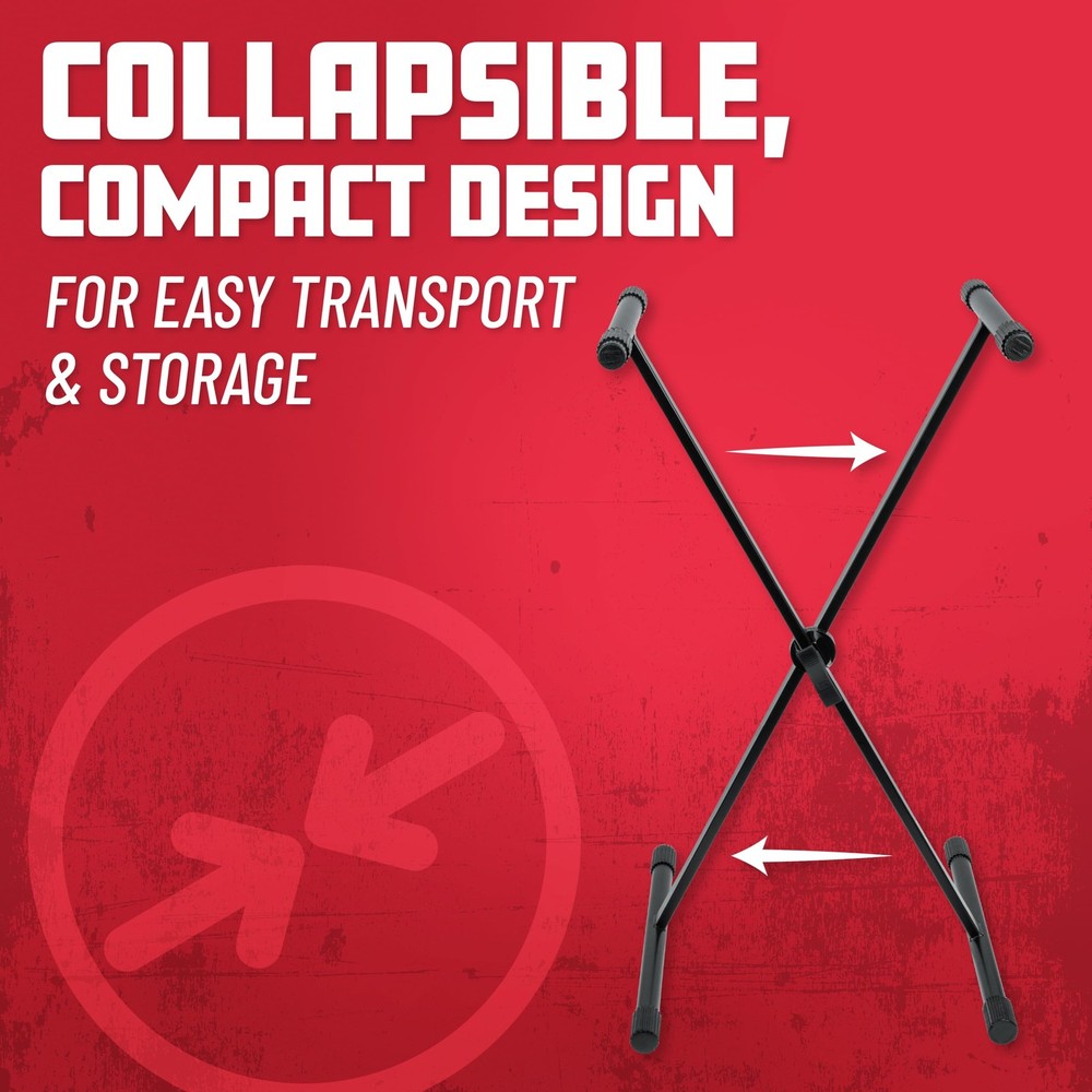 Adjustable Black X Style Keyboard Stand with Rubberized Feet for Stability