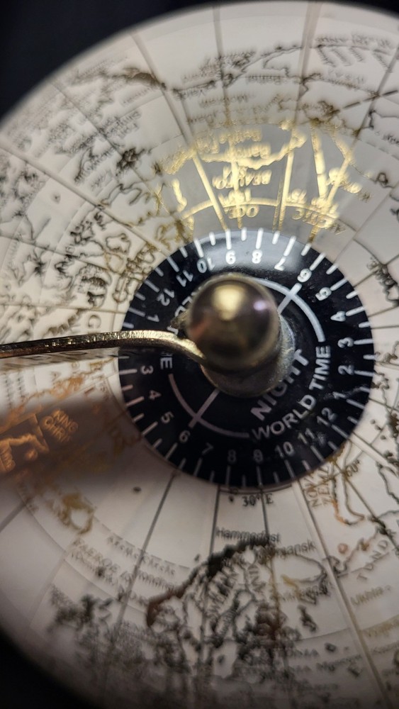 World Map Globe White With Brass Holder
