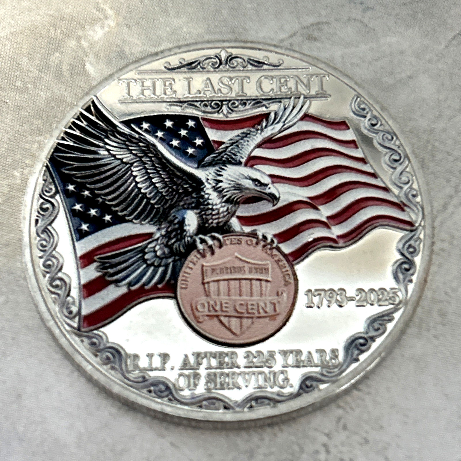 *Lincoln Last Penny Tribute* 1793 -2025 - R.I.P. Penny Commemorative Coin Medal