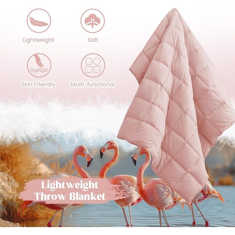 Cozy Feather Down Throw Blanket Soft Microfiber Lightweight Soft Warm Comfort US