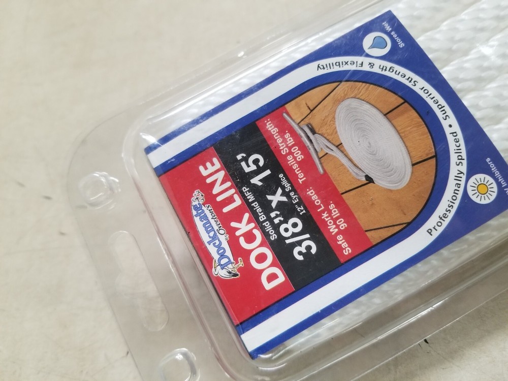 Dockmate DOCK LINE Solid Braid MFP 3/8"x 15' 12" Eye Splice