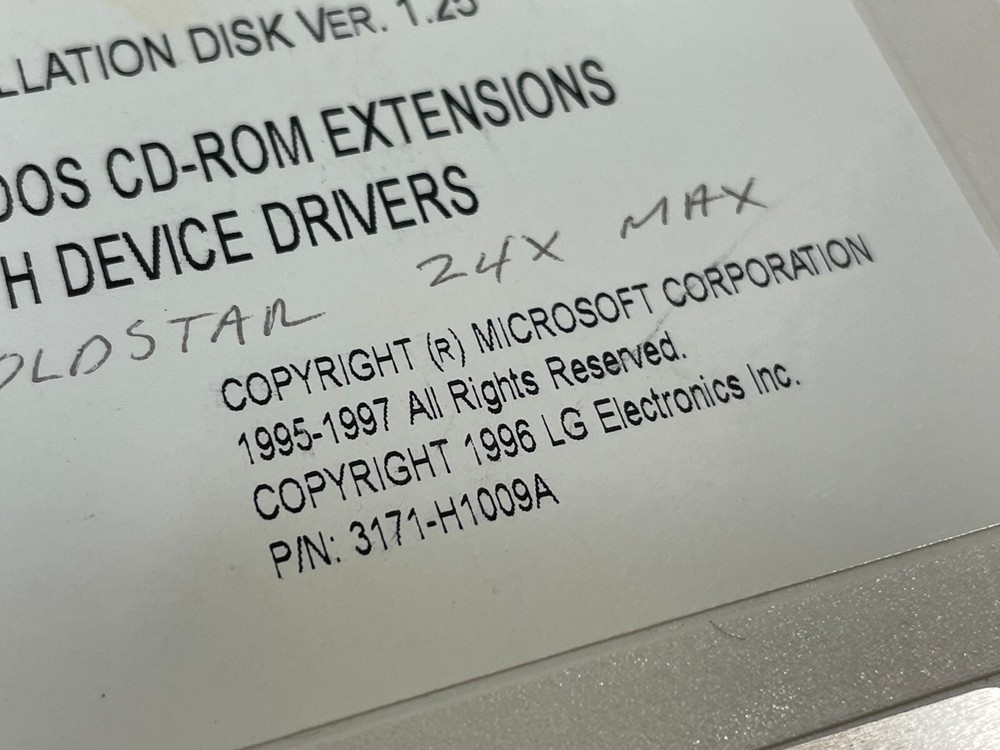 Vintage 1997 Microsoft MS-DOS CD-ROM Extensions with Device Drivers Install Disk