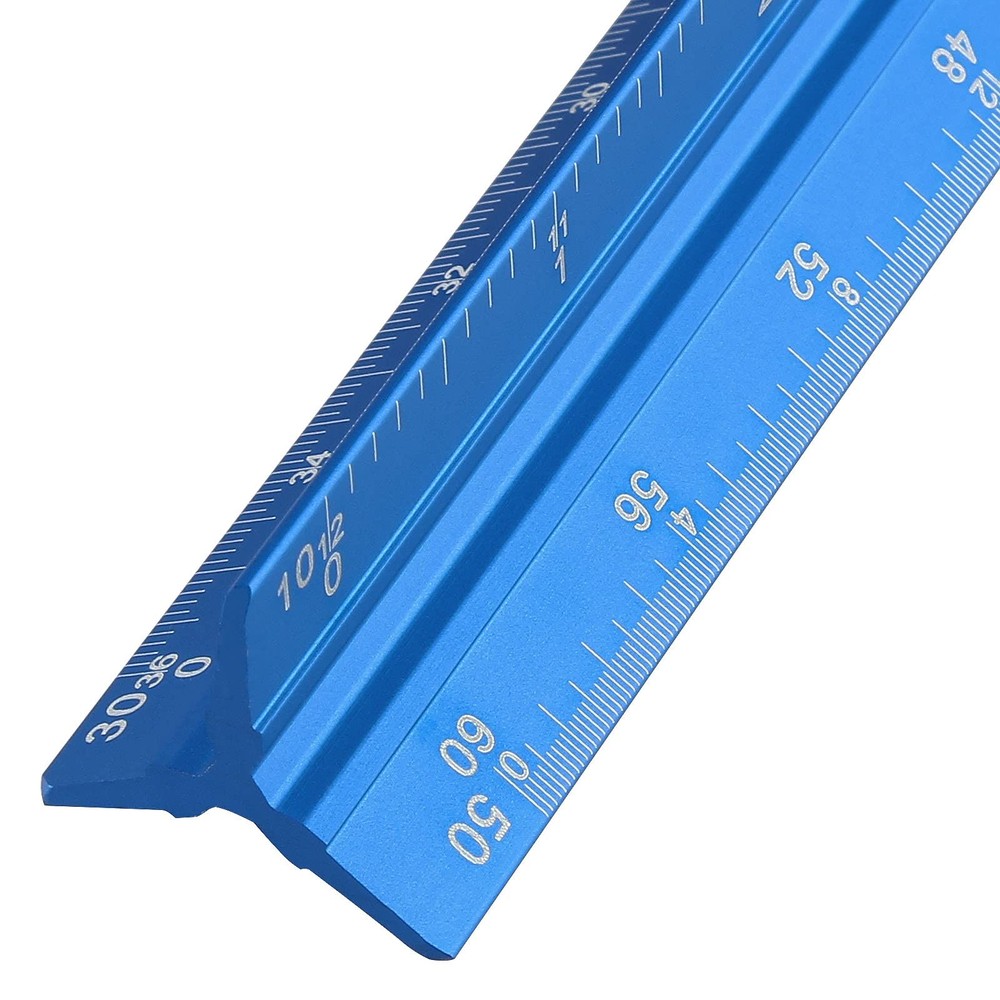 12 Inch Engineer Scale Ruler Aluminum Triangular Drafting Tool Imperial 6 Scales