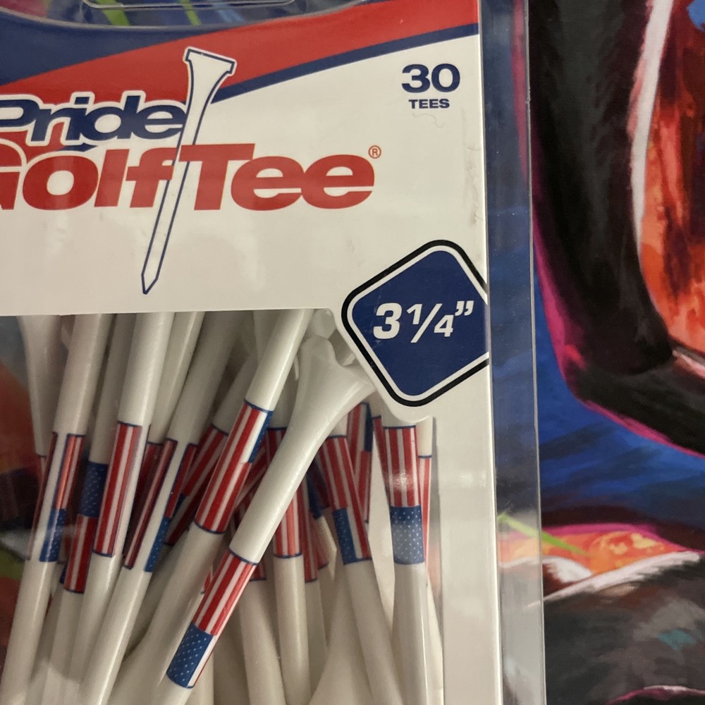 Pride Golf Tee 3 1/4 inch American Flag Evolution Golf Tees, White - 30 Pack