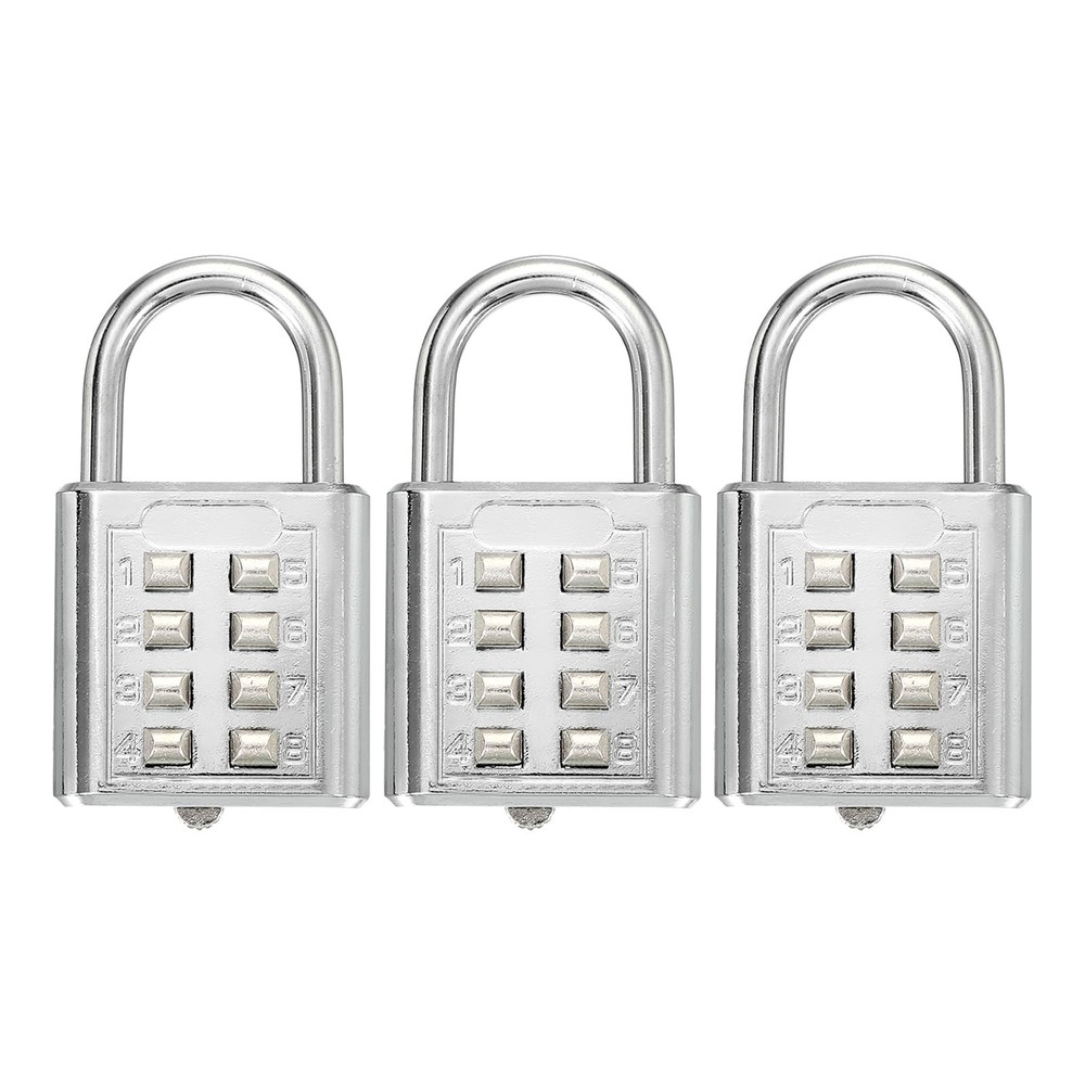 Combination Padlock, 8-Digit Push Button Padlock 4-Position Locking Mechanism...