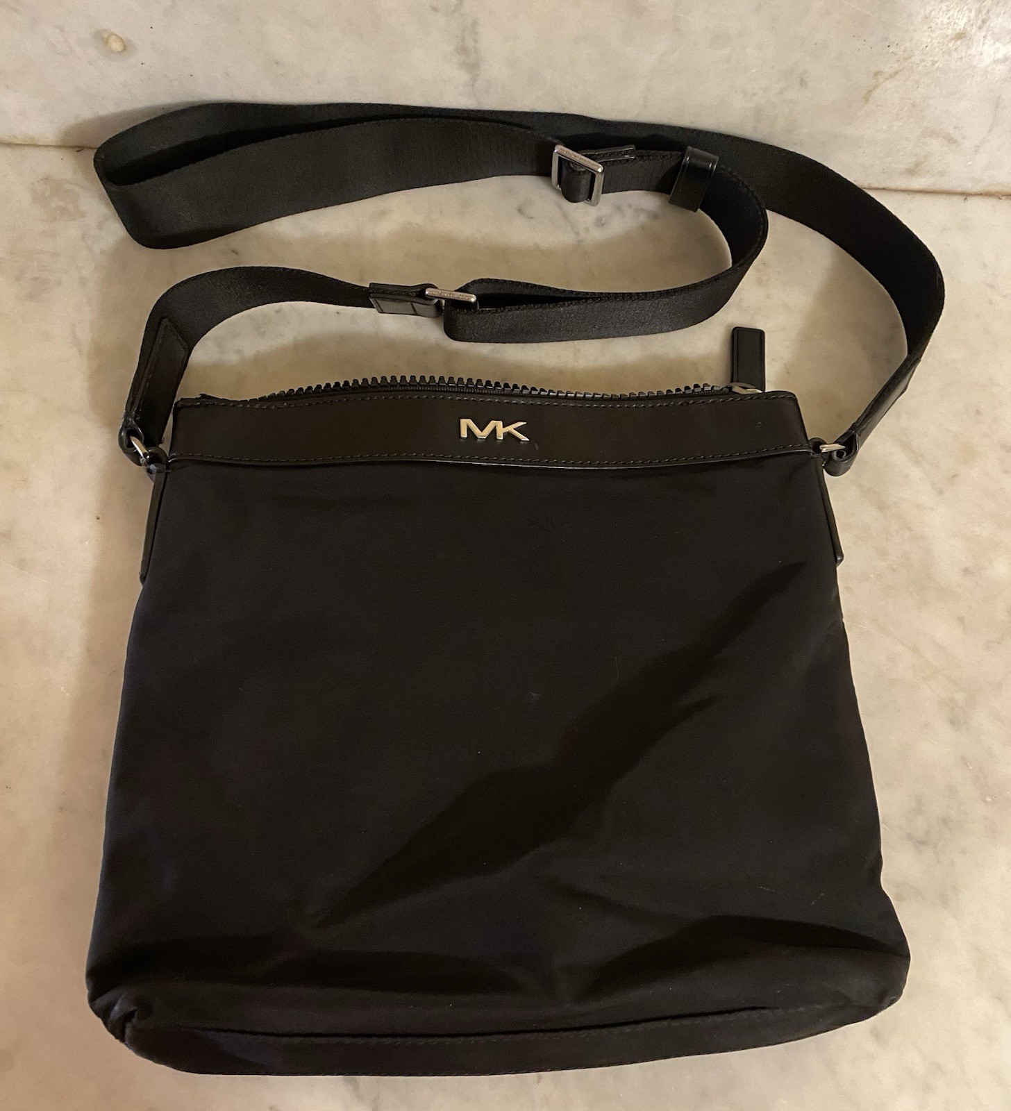 Michael Kors Black Nylon Jet Set Travel Crossbody Bag Silver Hardware