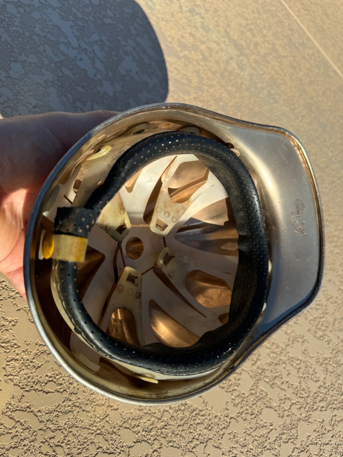 VINTAGE SUPERLITE BY FIBRE METAL ALUMINUM HARD HAT TANNER PAVING & MATERIALS