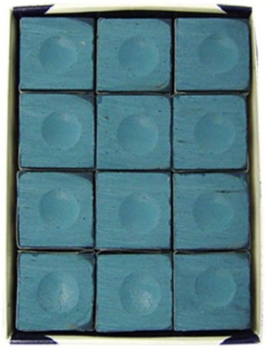 Silver Cup BLUE Pool Billiard Cue Stick Chalk (12 Pack)