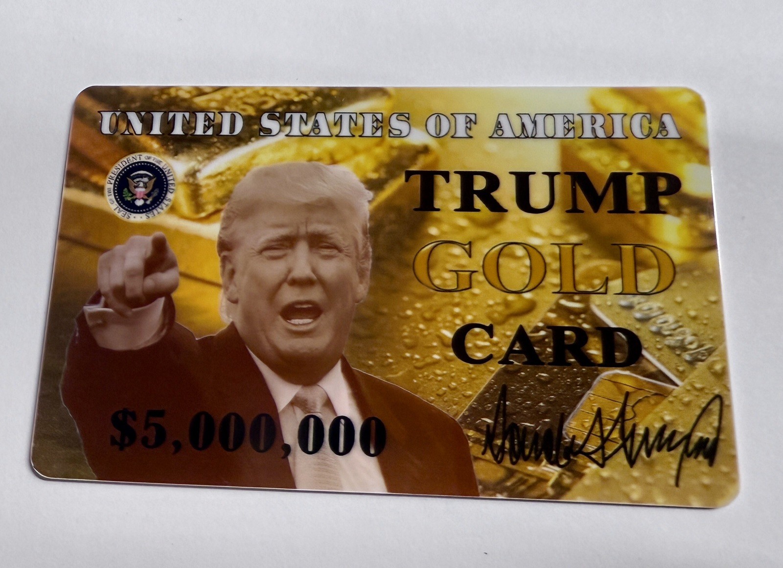 Donald Trump GOLD CARD ID Card Plastic US Citizen ICE MAGA Funny Gift Prank