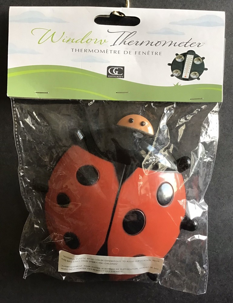 GiftCraft Window Thermometer Ladybug Shaped with Suction Cups