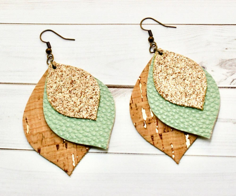 Faux Leather Pointed Teardrop Earrings