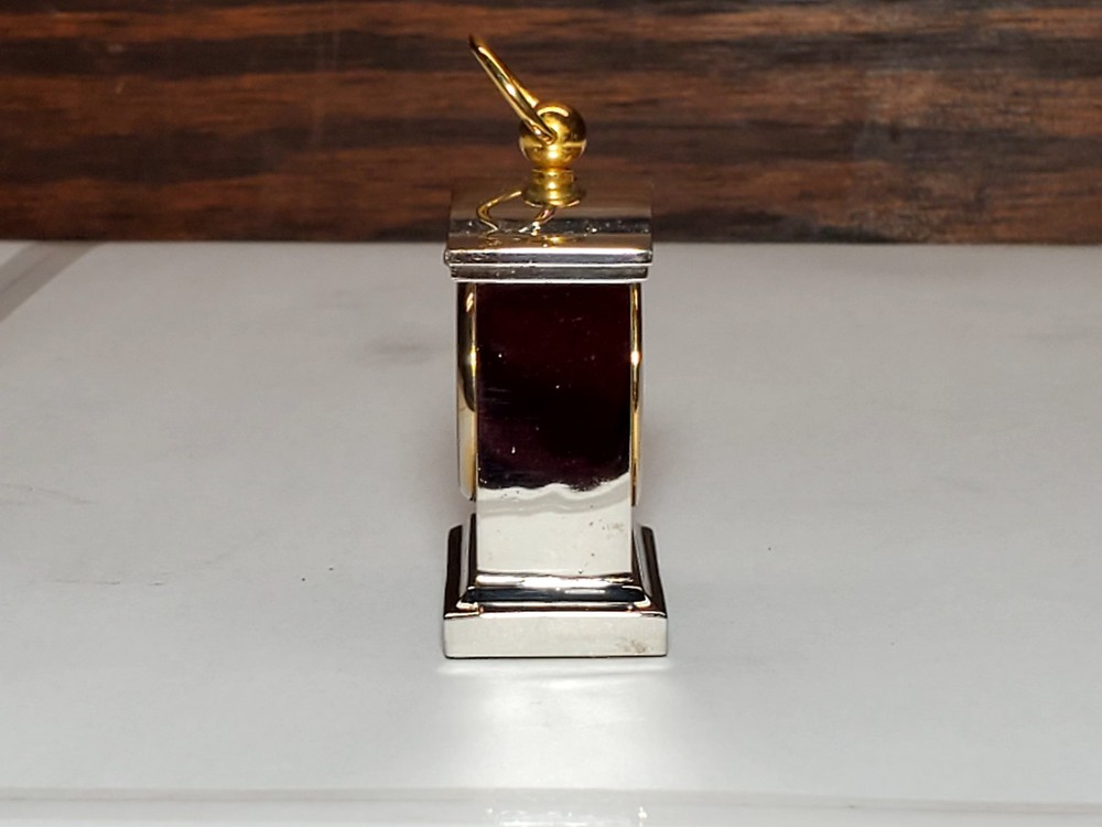 Quartex Brass Miniature Desk / Table Clock 2" Chrome & Gold Plated