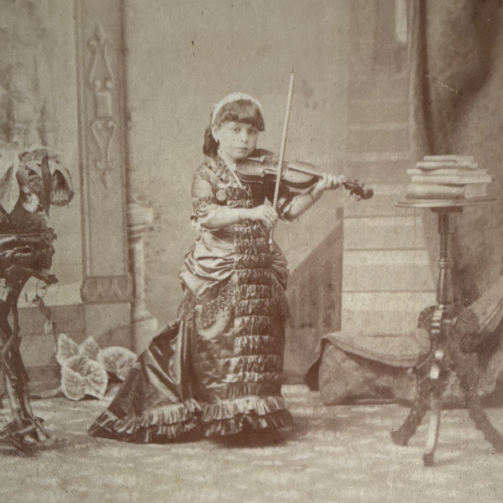 Chas. Eisenmann Cabinet Card Photograph Rosie Wolff Violin Sepia Albumen