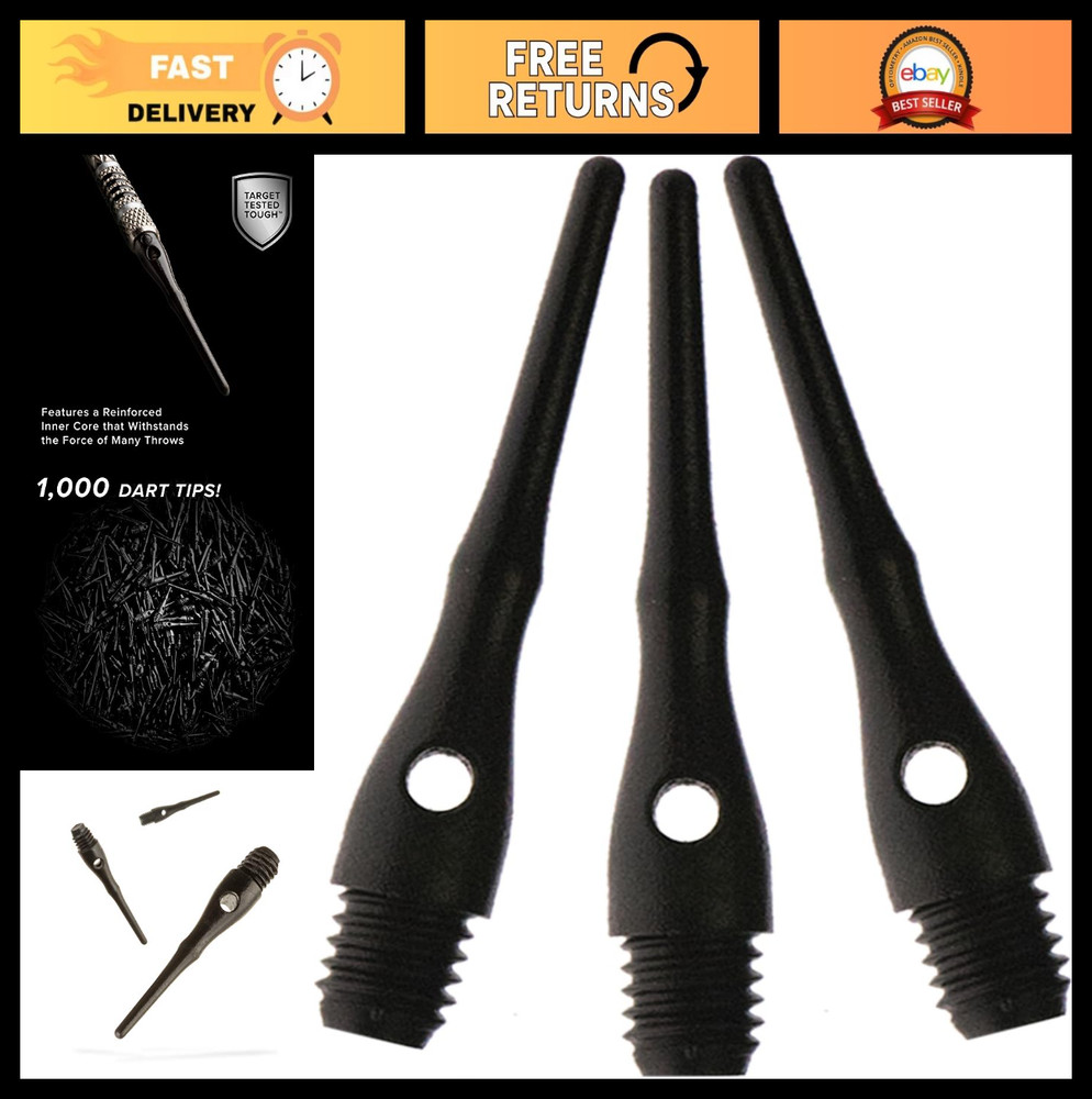 Soft Tip Dart Points Tufflex III 2BA Thread - 100 & 1000 Pack Options, Durable A