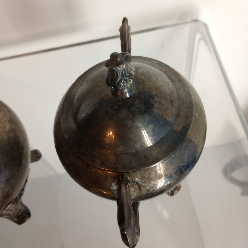 FB Rogers Silver Plated Tea Set 5pc Vintage 1970s Tarnished