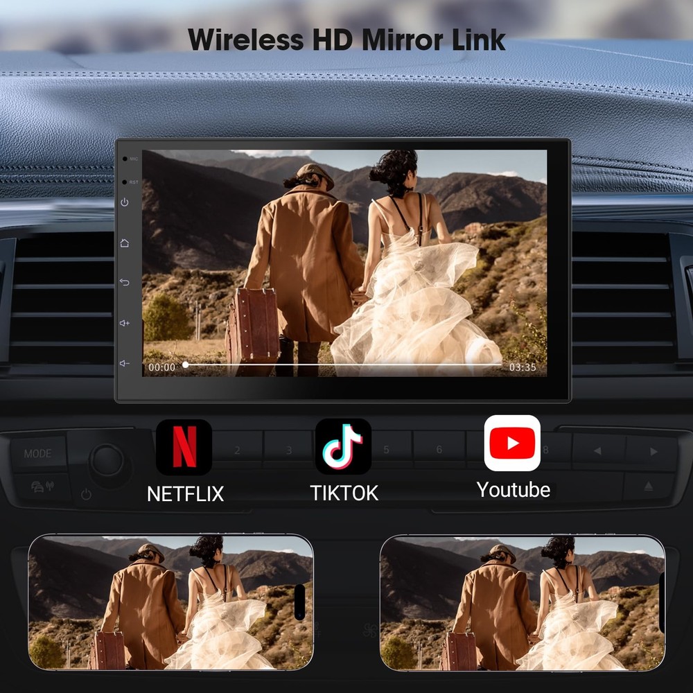 Wireless CarPlay Screen for Car & Android Auto Head Unit - Touchscreen 7 Inch...