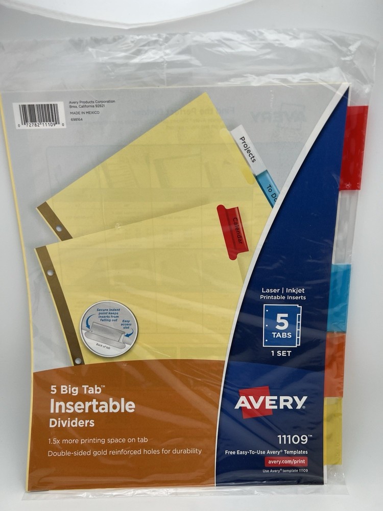 Mixed Brand Insertable Plastic Dividers 3 Pack Edge Tabs