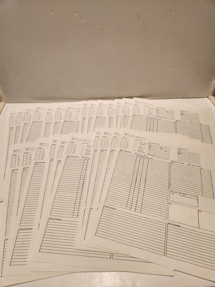 Dungeons & Dragons Player Character Record Sheets AC6 Plus Extra Loose Sheets