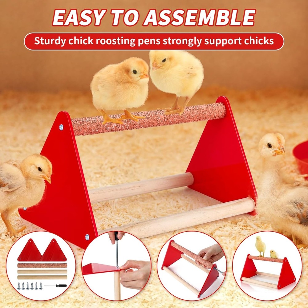 6 Pack Chick Feeder and Waterer Set - Chick Starter Kit with Mini Perch, Auto...