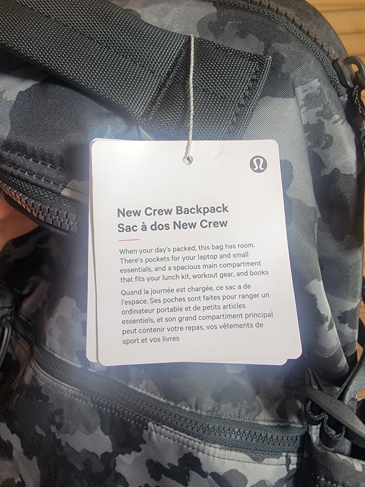 Lululemon New Crew Backpack 22L Black Camo
