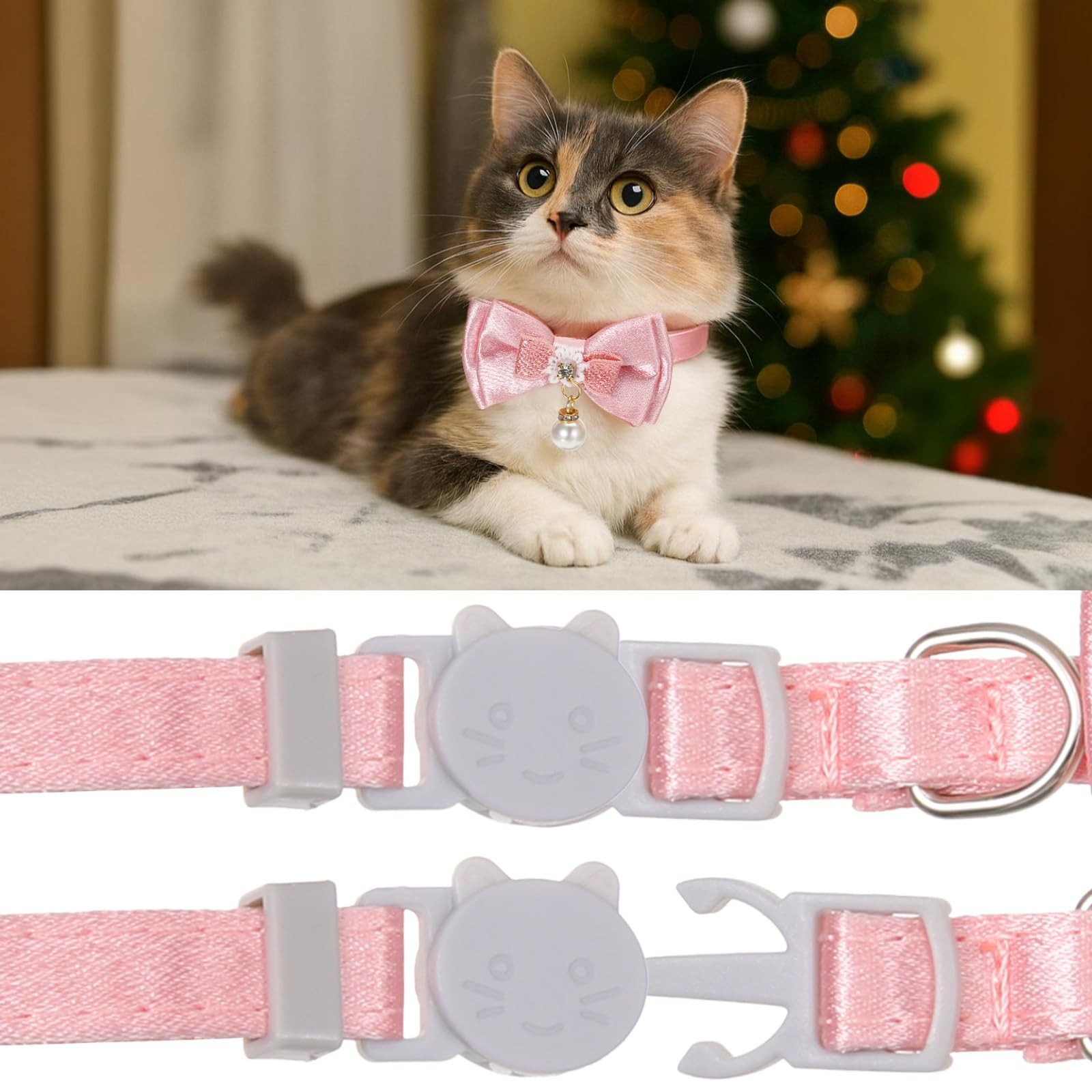 JJUNW 2Pack Adorable Cat Collar with Bow, Cute Kitten Collars for Girl Cats...
