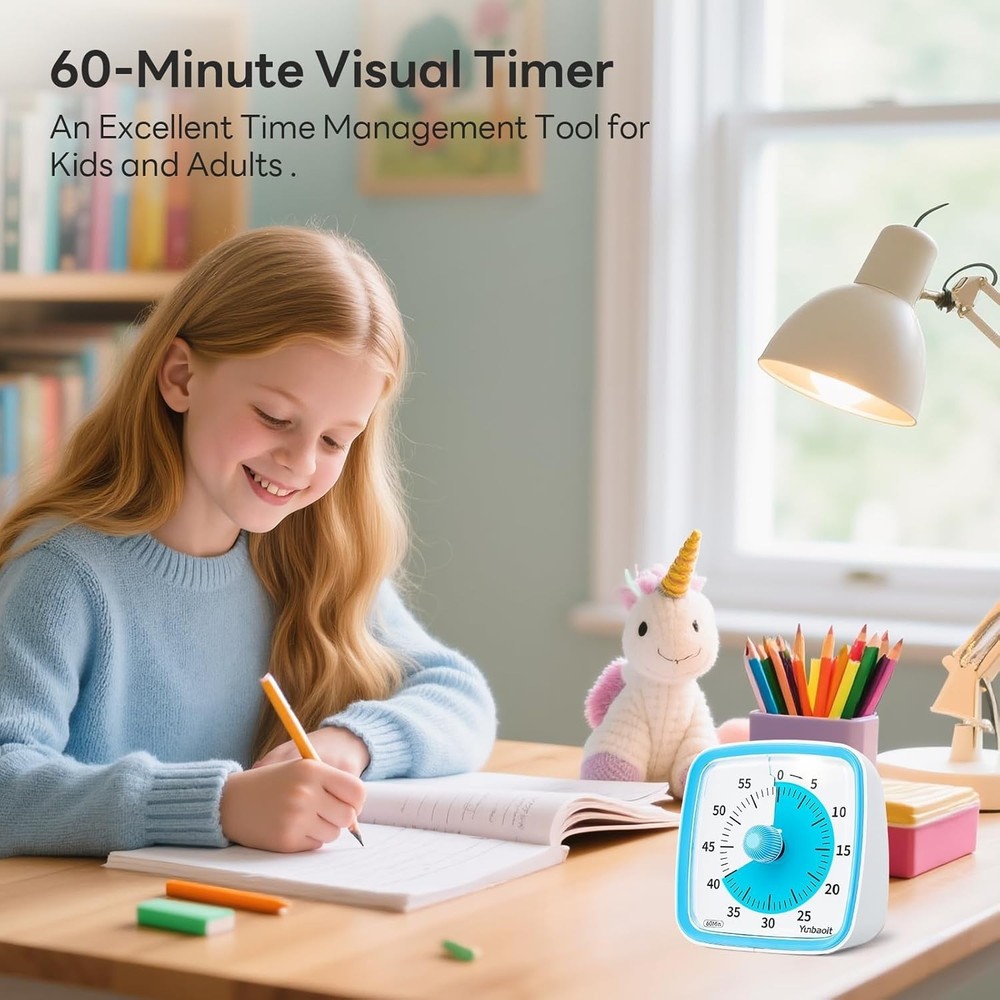 Visual Timer with Night Light, 60-Minute Countdown Timer for Kids and Adults,...