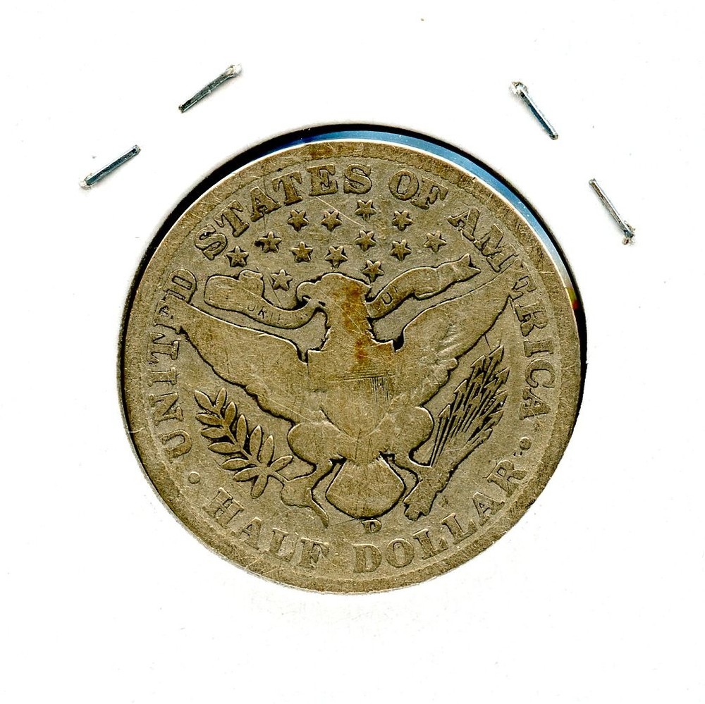 1908 D Barber Half Dollar 50c US Mint Silver Coin 1908-D
