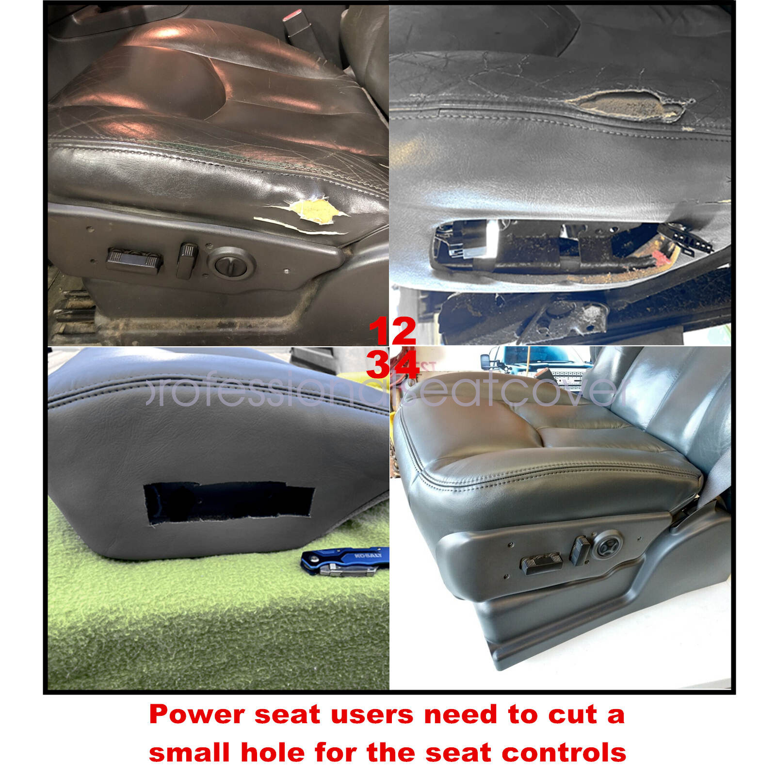 Front Leather Seat Cover & Foam Cushion For 2003-2006 Chevy Silverado Dark Gray