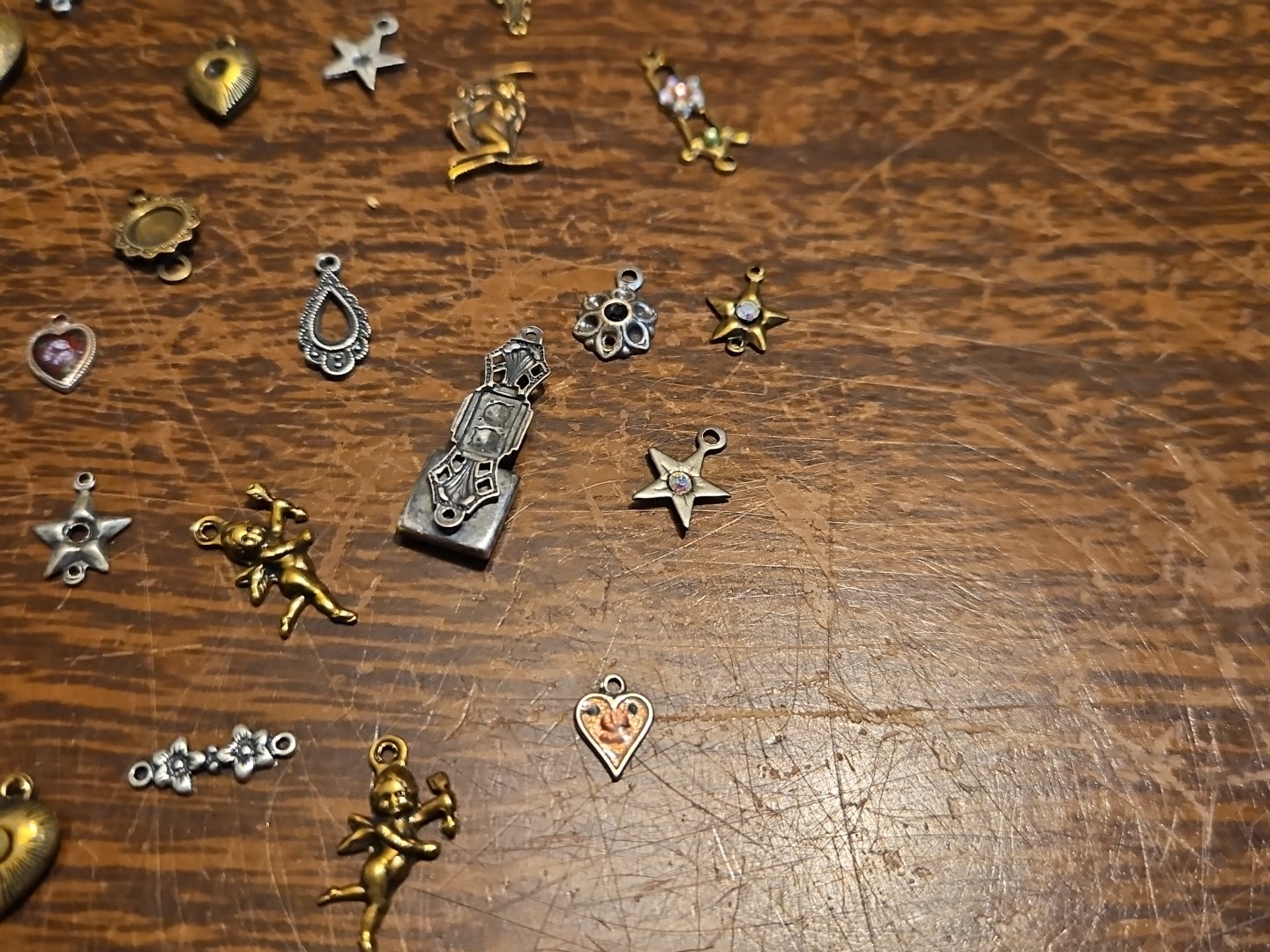 Lot Of 50 Mixed Parts Pcs France Vintage 60s Brass Stampings Findings Jewelry 21